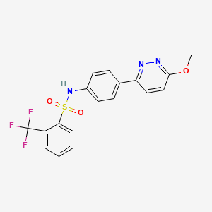 molecular formula C18H14F3N3O3S B2838008 N-[4-(6-methoxypyridazin-3-yl)phenyl]-2-(trifluoromethyl)benzene-1-sulfonamide CAS No. 903280-97-7