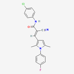 molecular formula C22H17ClFN3O B2838031 n-(4-Chlorophenyl)-2-cyano-3-[1-(4-fluorophenyl)-2,5-dimethyl-1h-pyrrol-3-yl]prop-2-enamide CAS No. 347329-13-9