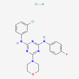 N2-(3-chlorophenyl)-N4-(4-fluorophenyl)-6-morpholino-1,3,5-triazine-2,4-diamine hydrochloride