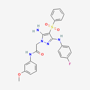 2-(5-amino-3-((4-fluorophenyl)amino)-4-(phenylsulfonyl)-1H-pyrazol-1-yl)-N-(3-methoxyphenyl)acetamide