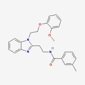 molecular formula C26H27N3O3 B2838052 N-(2-{1-[2-(2-methoxyphenoxy)ethyl]-1H-1,3-benzodiazol-2-yl}ethyl)-3-methylbenzamide CAS No. 871547-58-9