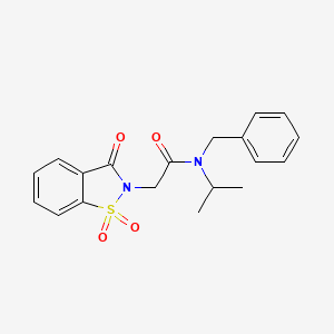 molecular formula C19H20N2O4S B2838079 N-benzyl-2-(1,1-dioxido-3-oxobenzo[d]isothiazol-2(3H)-yl)-N-isopropylacetamide CAS No. 879758-42-6
