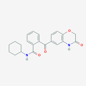 molecular formula C22H22N2O4 B2838080 N-cyclohexyl-2-[(3-oxo-3,4-dihydro-2H-1,4-benzoxazin-6-yl)carbonyl]benzenecarboxamide CAS No. 861212-83-1
