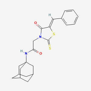 molecular formula C22H24N2O2S2 B2838141 N-(ADAMANTAN-1-YL)-2-[(5Z)-4-OXO-5-(PHENYLMETHYLIDENE)-2-SULFANYLIDENE-1,3-THIAZOLIDIN-3-YL]ACETAMIDE CAS No. 303790-55-8