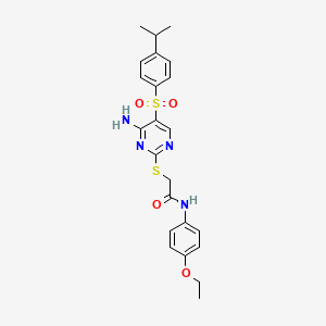 molecular formula C23H26N4O4S2 B2838144 2-({4-amino-5-[4-(propan-2-yl)benzenesulfonyl]pyrimidin-2-yl}sulfanyl)-N-(4-ethoxyphenyl)acetamide CAS No. 894948-47-1
