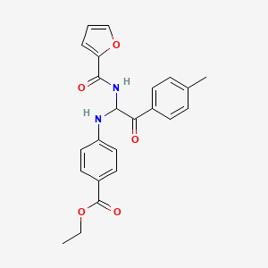 molecular formula C23H22N2O5 B2838152 Ethyl 4-{[1-(furan-2-ylformamido)-2-(4-methylphenyl)-2-oxoethyl]amino}benzoate CAS No. 425633-03-0