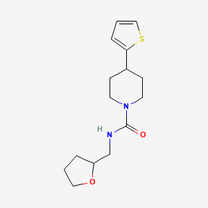 molecular formula C15H22N2O2S B2838183 N-((tetrahydrofuran-2-yl)methyl)-4-(thiophen-2-yl)piperidine-1-carboxamide CAS No. 2034342-49-7