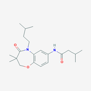 molecular formula C21H32N2O3 B2838188 N-(5-isopentyl-3,3-dimethyl-4-oxo-2,3,4,5-tetrahydrobenzo[b][1,4]oxazepin-7-yl)-3-methylbutanamide CAS No. 921843-01-8