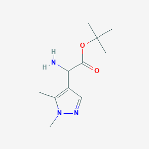 molecular formula C11H19N3O2 B2838214 Tert-butyl 2-amino-2-(1,5-dimethylpyrazol-4-yl)acetate CAS No. 2248260-64-0