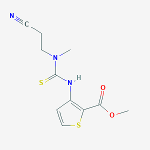 molecular formula C11H13N3O2S2 B2838251 Methyl 3-{[(2-cyanoethyl)(methyl)carbamothioyl]amino}thiophene-2-carboxylate CAS No. 892272-58-1