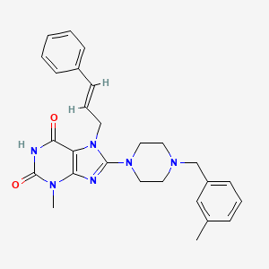 molecular formula C27H30N6O2 B2838259 7-cinnamyl-3-methyl-8-(4-(3-methylbenzyl)piperazin-1-yl)-1H-purine-2,6(3H,7H)-dione CAS No. 898419-91-5