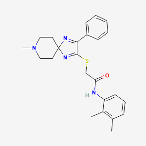 molecular formula C24H28N4OS B2838284 N-(2,3-DIMETHYLPHENYL)-2-({8-METHYL-3-PHENYL-1,4,8-TRIAZASPIRO[4.5]DECA-1,3-DIEN-2-YL}SULFANYL)ACETAMIDE CAS No. 1184994-38-4