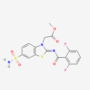 molecular formula C17H13F2N3O5S2 B2838301 methyl 2-[(2Z)-2-[(2,6-difluorobenzoyl)imino]-6-sulfamoyl-2,3-dihydro-1,3-benzothiazol-3-yl]acetate CAS No. 865199-25-3