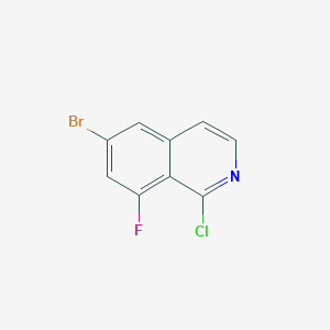 molecular formula C9H4BrClFN B2838305 6-Bromo-1-chloro-8-fluoroisoquinoline CAS No. 2411635-02-2