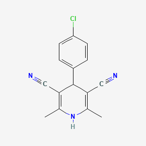 molecular formula C15H12ClN3 B2838308 4-(4-Chlorophenyl)-2,6-dimethyl-1,4-dihydropyridine-3,5-dicarbonitrile CAS No. 67438-99-7