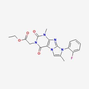 molecular formula C19H18FN5O4 B2838314 ethyl 2-[8-(2-fluorophenyl)-1,7-dimethyl-2,4-dioxo-1H,2H,3H,4H,8H-imidazo[1,2-g]purin-3-yl]acetate CAS No. 878729-70-5