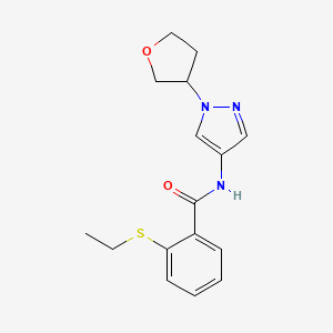 molecular formula C16H19N3O2S B2838321 2-(ethylsulfanyl)-N-[1-(oxolan-3-yl)-1H-pyrazol-4-yl]benzamide CAS No. 1797158-41-8