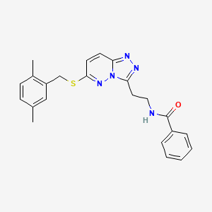molecular formula C23H23N5OS B2838322 N-(2-(6-((2,5-dimethylbenzyl)thio)-[1,2,4]triazolo[4,3-b]pyridazin-3-yl)ethyl)benzamide CAS No. 872994-37-1