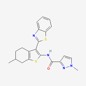 molecular formula C21H20N4OS2 B2838337 N-(3-(benzo[d]thiazol-2-yl)-6-methyl-4,5,6,7-tetrahydrobenzo[b]thiophen-2-yl)-1-methyl-1H-pyrazole-3-carboxamide CAS No. 1020489-36-4