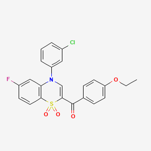 molecular formula C23H17ClFNO4S B2838368 4-(3-chlorophenyl)-2-(4-ethoxybenzoyl)-6-fluoro-4H-1lambda6,4-benzothiazine-1,1-dione CAS No. 1114658-26-2