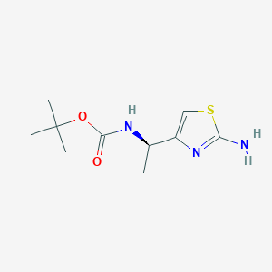 molecular formula C10H17N3O2S B2838373 tert-butylN-[(1R)-1-(2-amino-1,3-thiazol-4-yl)ethyl]carbamate CAS No. 2445750-06-9