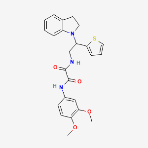 molecular formula C24H25N3O4S B2838392 N1-(3,4-dimethoxyphenyl)-N2-(2-(indolin-1-yl)-2-(thiophen-2-yl)ethyl)oxalamide CAS No. 898424-41-4