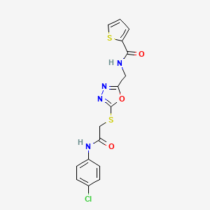 N-((5-((2-((4-chlorophenyl)amino)-2-oxoethyl)thio)-1,3,4-oxadiazol-2-yl)methyl)thiophene-2-carboxamide