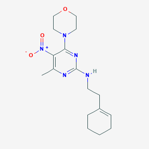 molecular formula C17H25N5O3 B2838429 N-[2-(cyclohex-1-en-1-yl)ethyl]-4-methyl-6-(morpholin-4-yl)-5-nitropyrimidin-2-amine CAS No. 1203212-43-4