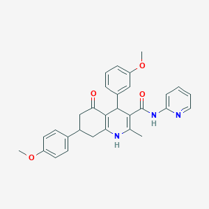 molecular formula C30H29N3O4 B283844 4-(3-Methoxyphenyl)-7-(4-methoxyphenyl)-2-methyl-5-oxo-N-(2-pyridinyl)-1,4,5,6,7,8-hexahydro-3-quinolinecarboxamide 