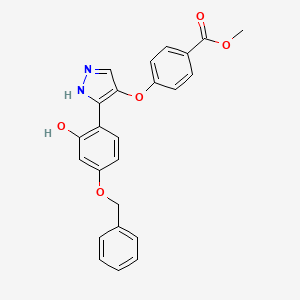 molecular formula C24H20N2O5 B2838448 methyl 4-({3-[4-(benzyloxy)-2-hydroxyphenyl]-1H-pyrazol-4-yl}oxy)benzoate CAS No. 1010867-59-0