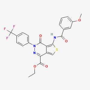 molecular formula C24H18F3N3O5S B2838451 ethyl 5-(3-methoxybenzamido)-4-oxo-3-[4-(trifluoromethyl)phenyl]-3H,4H-thieno[3,4-d]pyridazine-1-carboxylate CAS No. 851951-16-1