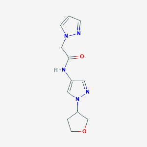 molecular formula C12H15N5O2 B2838454 N-[1-(oxolan-3-yl)-1H-pyrazol-4-yl]-2-(1H-pyrazol-1-yl)acetamide CAS No. 1797638-53-9
