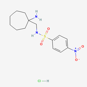 molecular formula C14H22ClN3O4S B2838466 N-[(1-aminocycloheptyl)methyl]-4-nitrobenzene-1-sulfonamide hydrochloride CAS No. 1580866-22-3