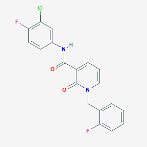 molecular formula C19H13ClF2N2O2 B2838470 N-(3-chloro-4-fluorophenyl)-1-[(2-fluorophenyl)methyl]-2-oxo-1,2-dihydropyridine-3-carboxamide CAS No. 946254-68-8
