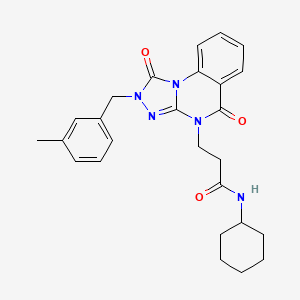 molecular formula C26H29N5O3 B2838472 N-cyclohexyl-3-{2-[(3-methylphenyl)methyl]-1,5-dioxo-1H,2H,4H,5H-[1,2,4]triazolo[4,3-a]quinazolin-4-yl}propanamide CAS No. 1251581-66-4