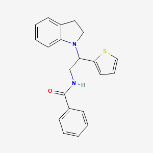molecular formula C21H20N2OS B2838477 N-(2-(indolin-1-yl)-2-(thiophen-2-yl)ethyl)benzamide CAS No. 898459-21-7