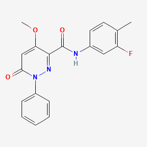 molecular formula C19H16FN3O3 B2838486 N-(3-fluoro-4-methylphenyl)-4-methoxy-6-oxo-1-phenyl-1,6-dihydropyridazine-3-carboxamide CAS No. 921883-42-3
