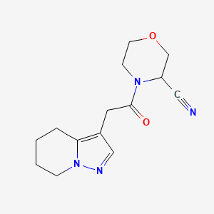 molecular formula C14H18N4O2 B2838496 4-[2-(4,5,6,7-Tetrahydropyrazolo[1,5-a]pyridin-3-yl)acetyl]morpholine-3-carbonitrile CAS No. 2194433-04-8