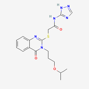 molecular formula C18H22N6O3S B2838500 2-({4-oxo-3-[3-(propan-2-yloxy)propyl]-3,4-dihydroquinazolin-2-yl}sulfanyl)-N-(4H-1,2,4-triazol-3-yl)acetamide CAS No. 1115976-58-3