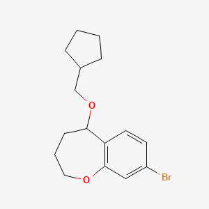molecular formula C16H21BrO2 B2838502 8-Bromo-5-(cyclopentylmethoxy)-2,3,4,5-tetrahydro-1-benzoxepine CAS No. 2241138-62-3