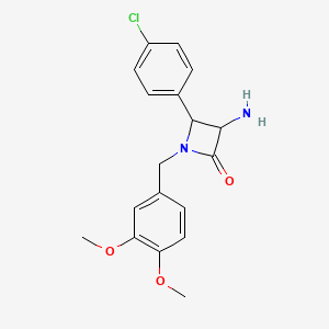 molecular formula C18H19ClN2O3 B2838526 3-Amino-4-(4-chlorophenyl)-1-(3,4-dimethoxybenzyl)azetidin-2-one CAS No. 1291490-39-5