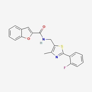 molecular formula C20H15FN2O2S B2838547 N-((2-(2-fluorophenyl)-4-methylthiazol-5-yl)methyl)benzofuran-2-carboxamide CAS No. 1421445-45-5