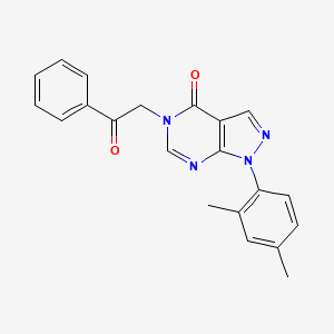 molecular formula C21H18N4O2 B2838549 1-(2,4-dimethylphenyl)-5-(2-oxo-2-phenylethyl)-1H,4H,5H-pyrazolo[3,4-d]pyrimidin-4-one CAS No. 895003-79-9