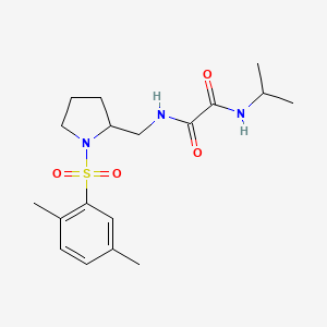 molecular formula C18H27N3O4S B2838550 N'-{[1-(2,5-dimethylbenzenesulfonyl)pyrrolidin-2-yl]methyl}-N-(propan-2-yl)ethanediamide CAS No. 896289-62-6