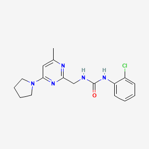 B2838562 1-(2-Chlorophenyl)-3-((4-methyl-6-(pyrrolidin-1-yl)pyrimidin-2-yl)methyl)urea CAS No. 1797618-46-2