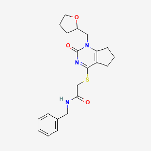 N-benzyl-2-((2-oxo-1-((tetrahydrofuran-2-yl)methyl)-2,5,6,7-tetrahydro-1H-cyclopenta[d]pyrimidin-4-yl)thio)acetamide