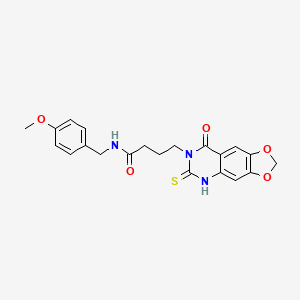 N-[(4-methoxyphenyl)methyl]-4-(8-oxo-6-sulfanylidene-5H-[1,3]dioxolo[4,5-g]quinazolin-7-yl)butanamide