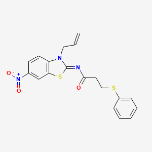 (Z)-N-(3-allyl-6-nitrobenzo[d]thiazol-2(3H)-ylidene)-3-(phenylthio)propanamide