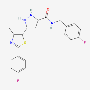 3-[2-(4-fluorophenyl)-4-methyl-1,3-thiazol-5-yl]-N-[(4-fluorophenyl)methyl]-1H-pyrazole-5-carboxamide
