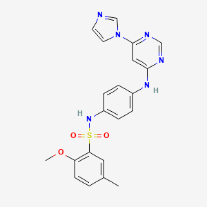 molecular formula C21H20N6O3S B2838603 N-(4-((6-(1H-imidazol-1-yl)pyrimidin-4-yl)amino)phenyl)-2-methoxy-5-methylbenzenesulfonamide CAS No. 1171789-48-2